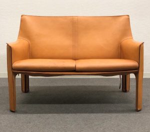 タイト買取金額 240,000円 ■Cassina/カッシーナ■414 CAB ラウンジチェア 2シーター ソファ コニャック マリオ・ベリーニ 2人掛け